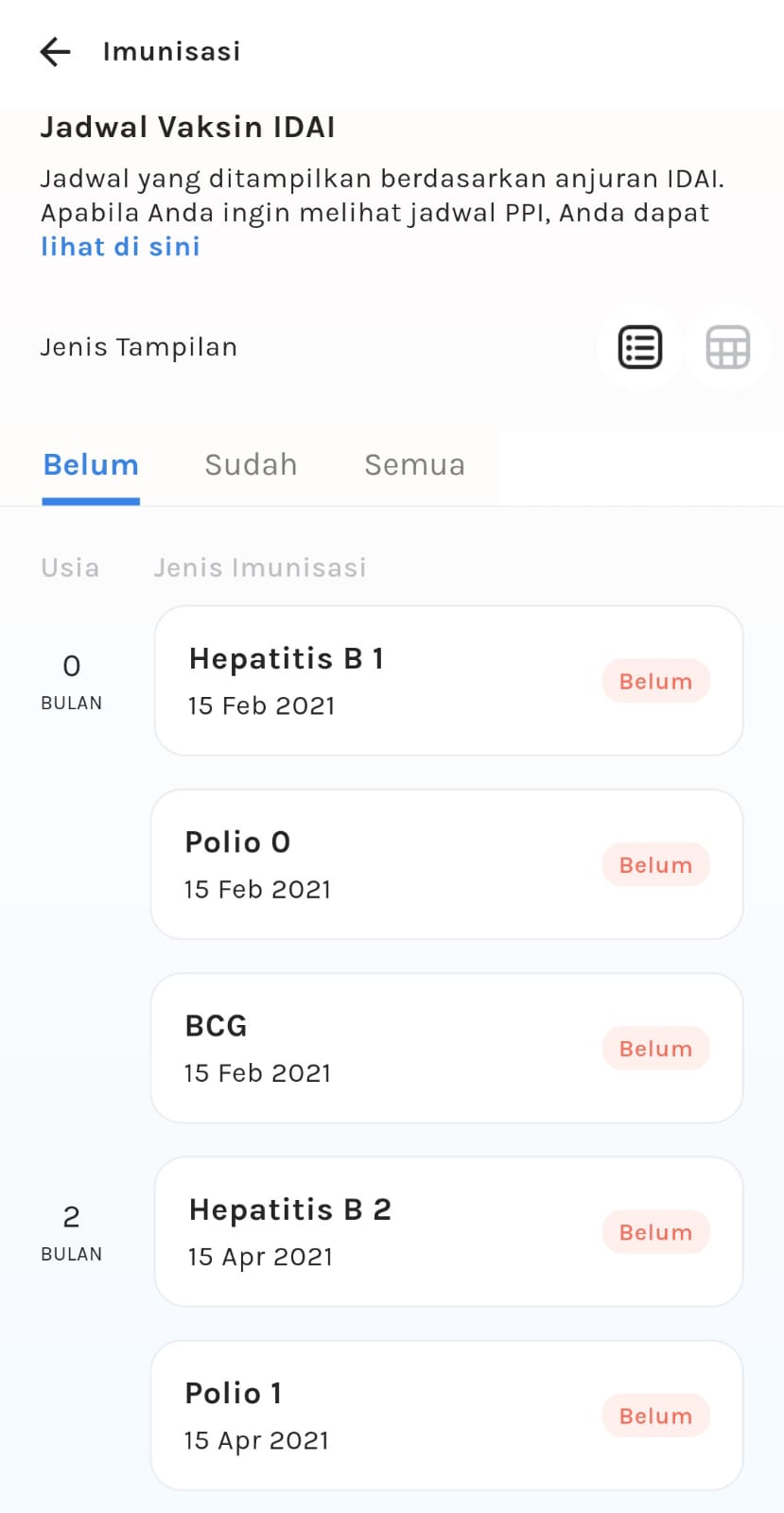 Aplikasi Tumbuh Kembang Anak PrimaKu Jadwal imunisasi
